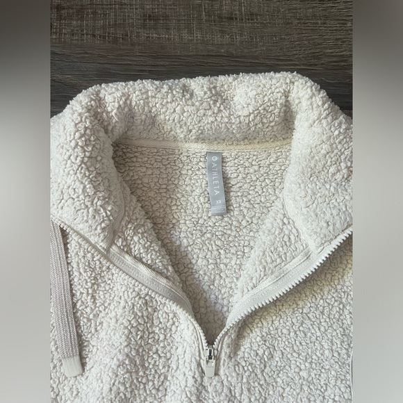 ATHLETA Talus Sherpa Half Zip White Pullover Cream XS Cozy Lounge Winter Jacket - Picture 4 of 7